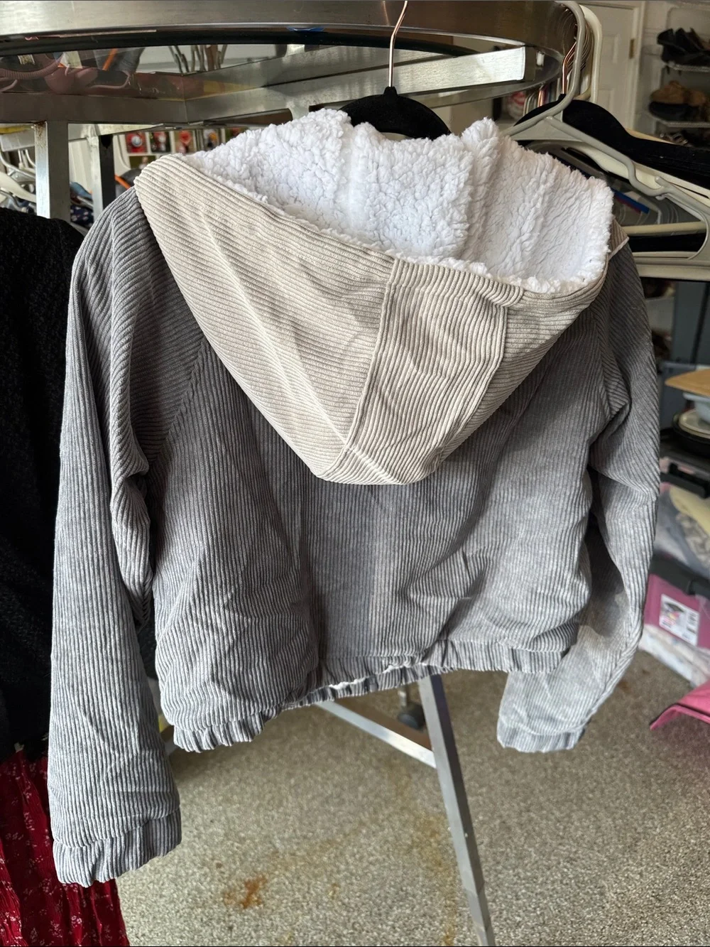 Cotton On Gray Corduroy Teddy-Lined Zip Jacket